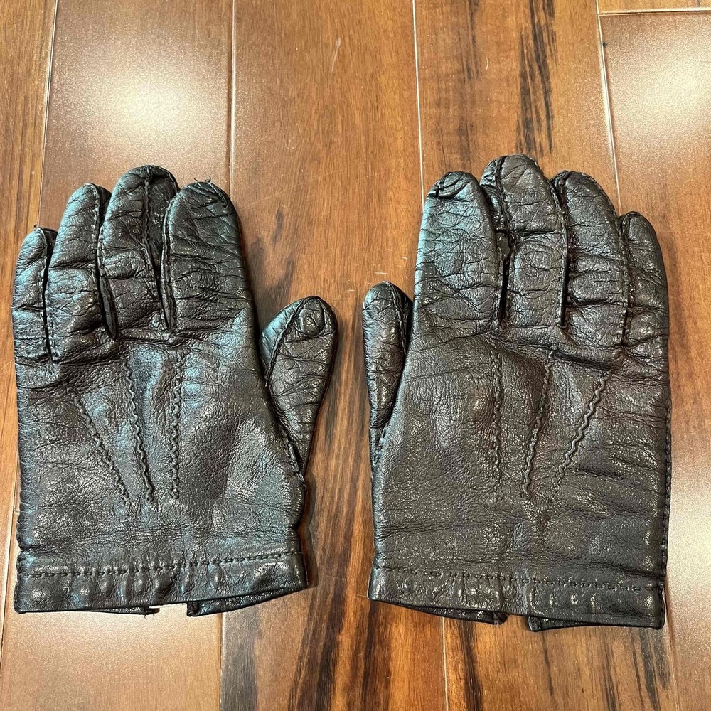 Vintage Nordstrom Dark Brown Gloves Leather Cashmere Lined Driving Full Size 9